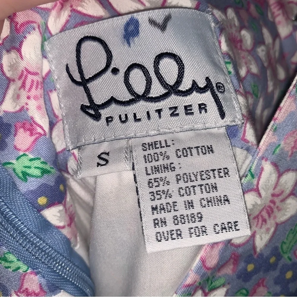 Lilly Pulitzer Vintage Purple Pink Floral Mini Dress Cotton S - Picture 3 of 7